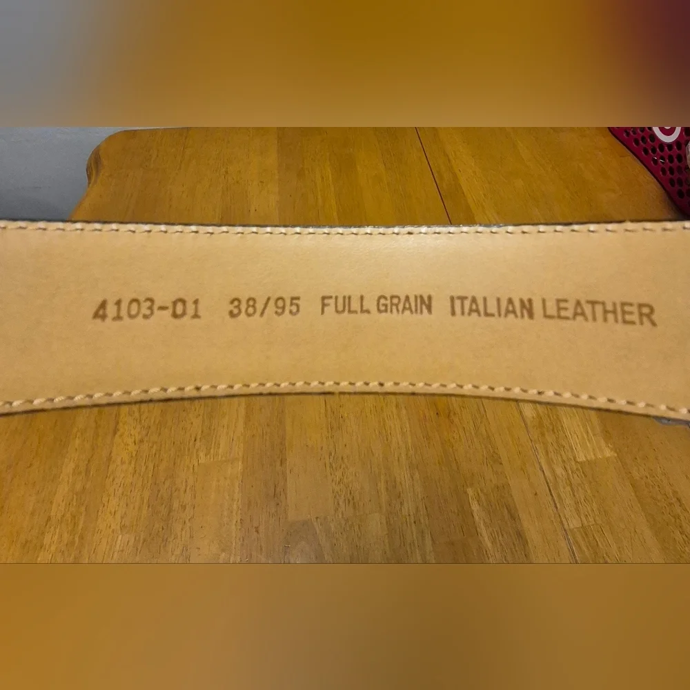 Black and Tan Leather Belt‎ with Silver Buckle